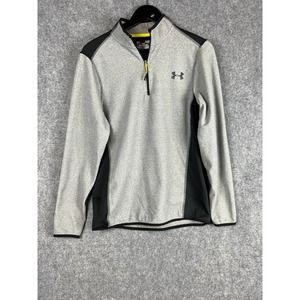 Under Armour Sweater Men Size Small Long Sleeve Gray Pullover Quarter Zip Loose